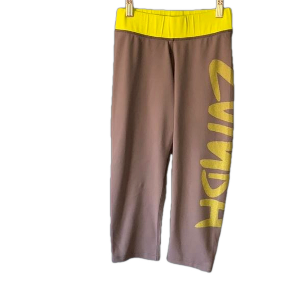 Zumba Crop Leggings Small Grey Neon